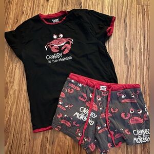 “crabby in the morning” lazy ones women’s pajama SET (t-shirt and shorts)